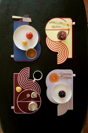 WAVY SPLIT LEATHER PLACEMATS - SET OF 4 / MULTI