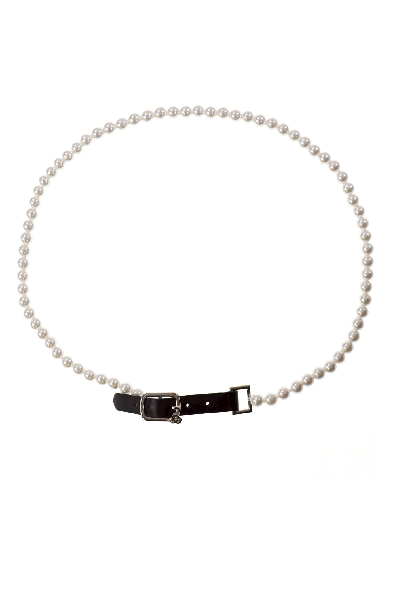 PEARL LEATHER BELT 01 / WHT