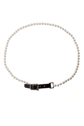 PEARL LEATHER BELT 01 / WHT