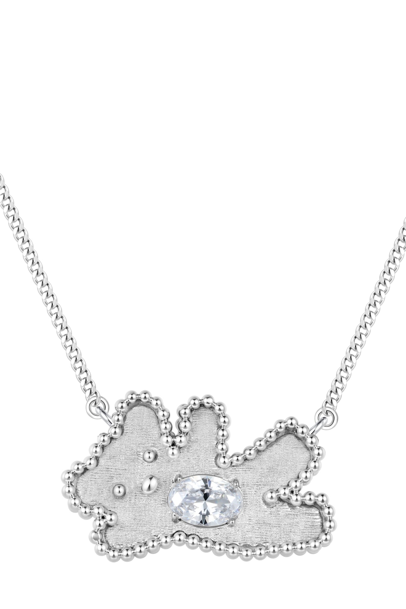 METAL GREETING BEAR NECKLACE / WHT