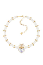 KITTEN HEART SHAPED PEARL NECKLACE / GLD