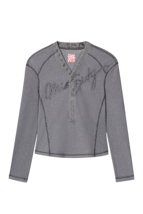 LOGO PATCHWORK T-SHIRT / WASHED BLK