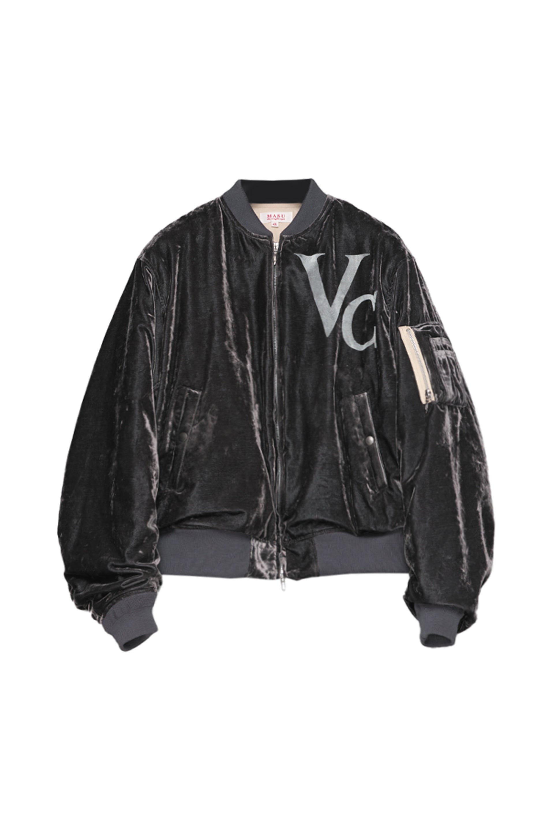 VC VELVET PUFFER BOMBER JACKET / DUSTY BLK