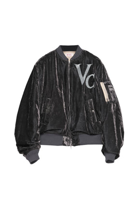 VC VELVET PUFFER BOMBER JACKET / DUSTY BLK
