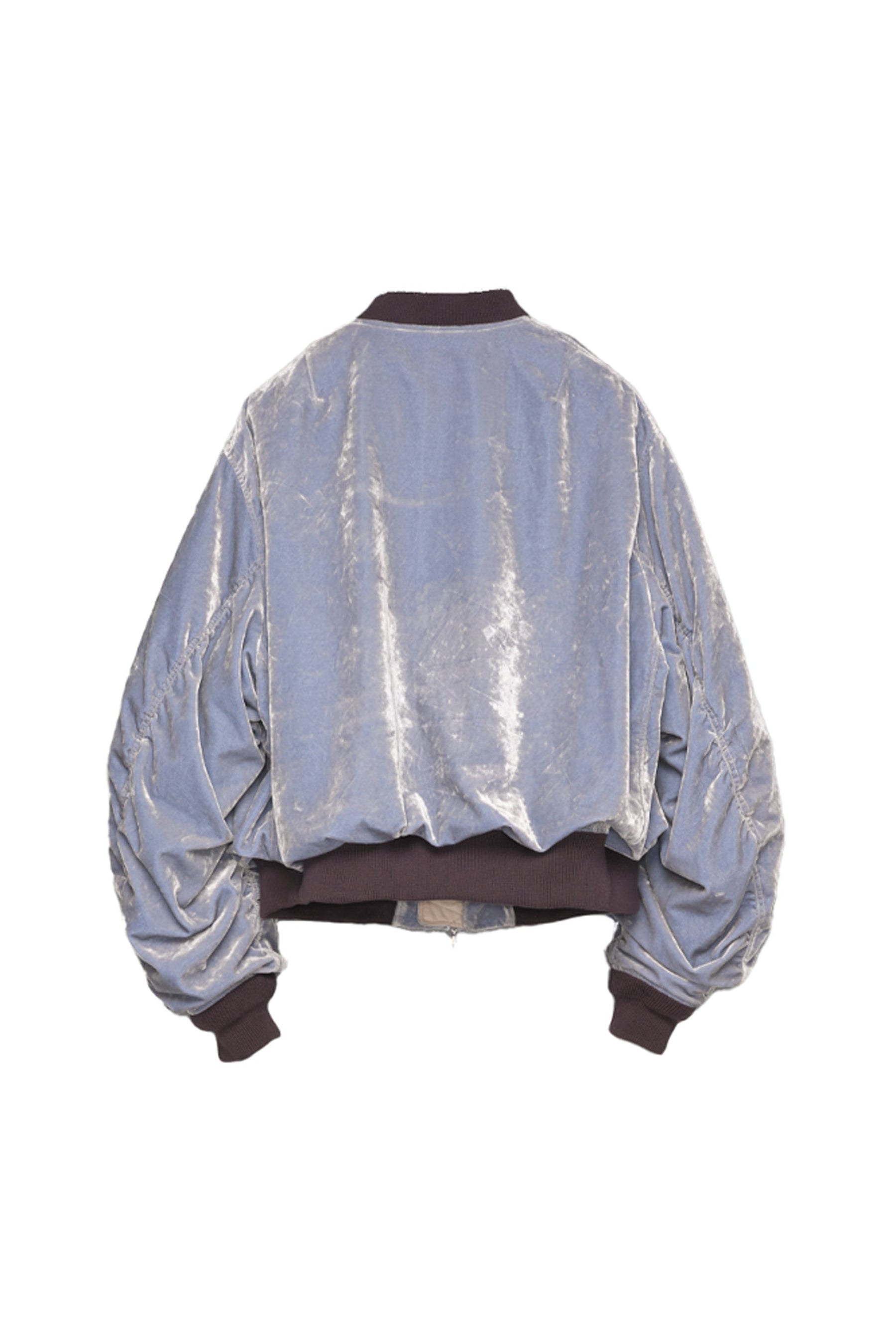 VC VELVET PUFFER BOMBER JACKET / DUSTY BLU