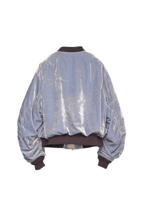 VC VELVET PUFFER BOMBER JACKET / DUSTY BLU