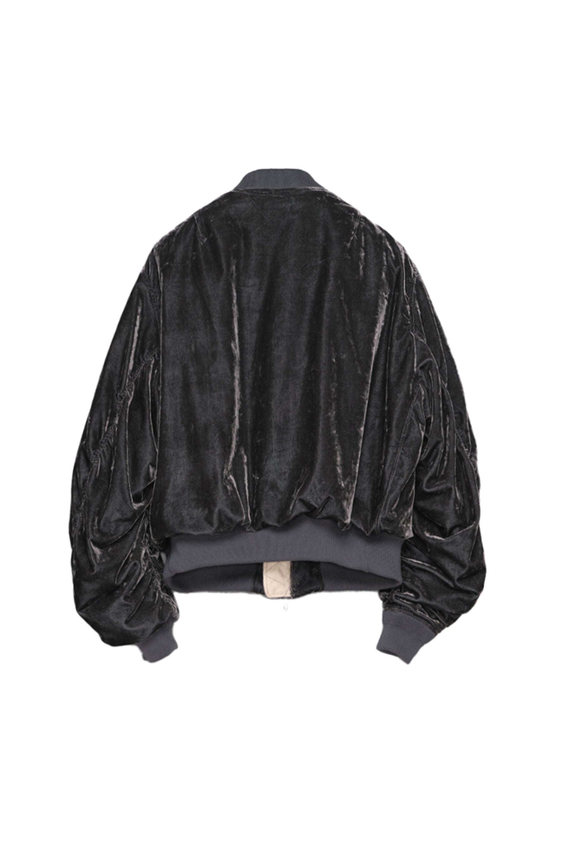 VC VELVET PUFFER BOMBER JACKET / DUSTY BLK