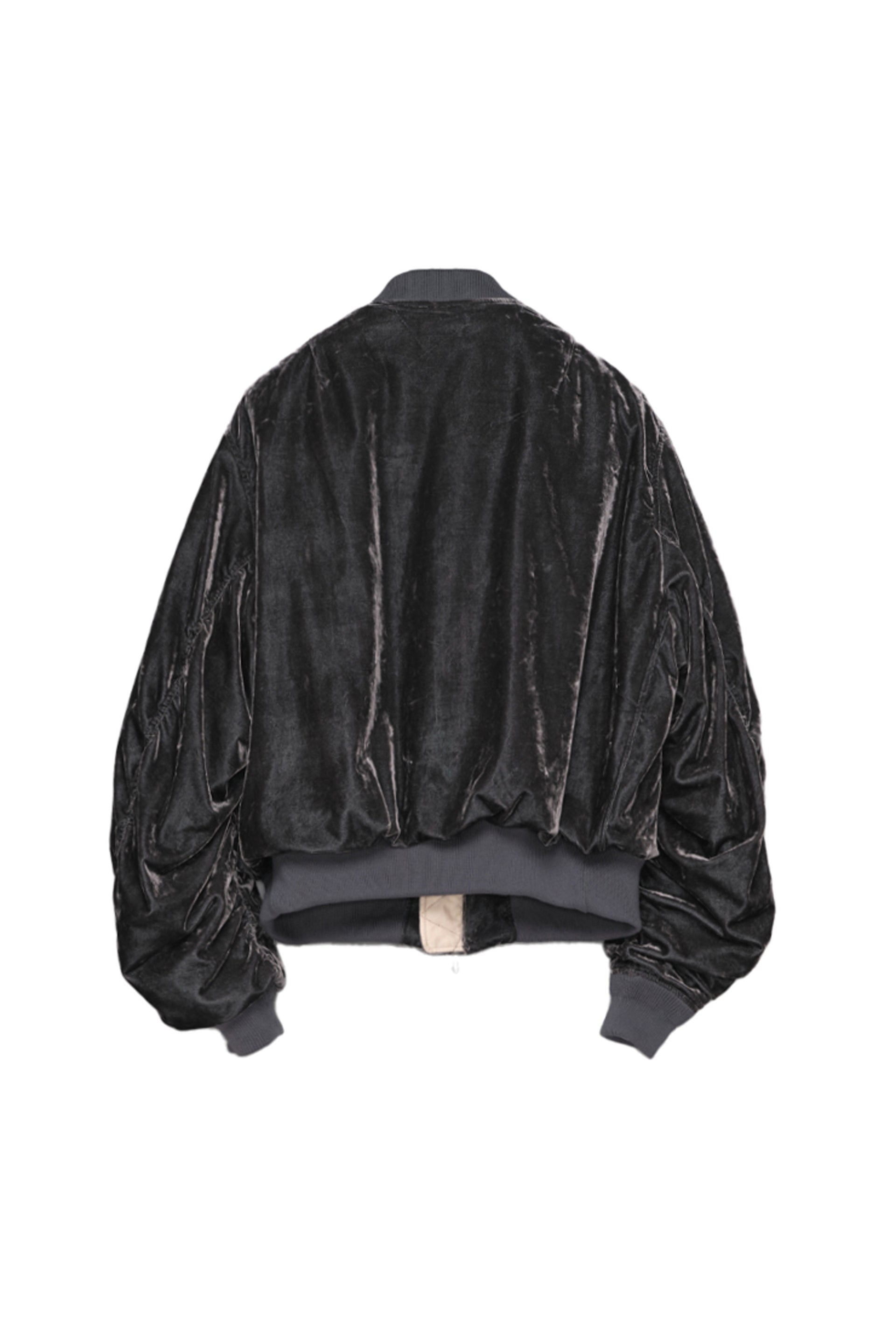 VC VELVET PUFFER BOMBER JACKET / DUSTY BLK