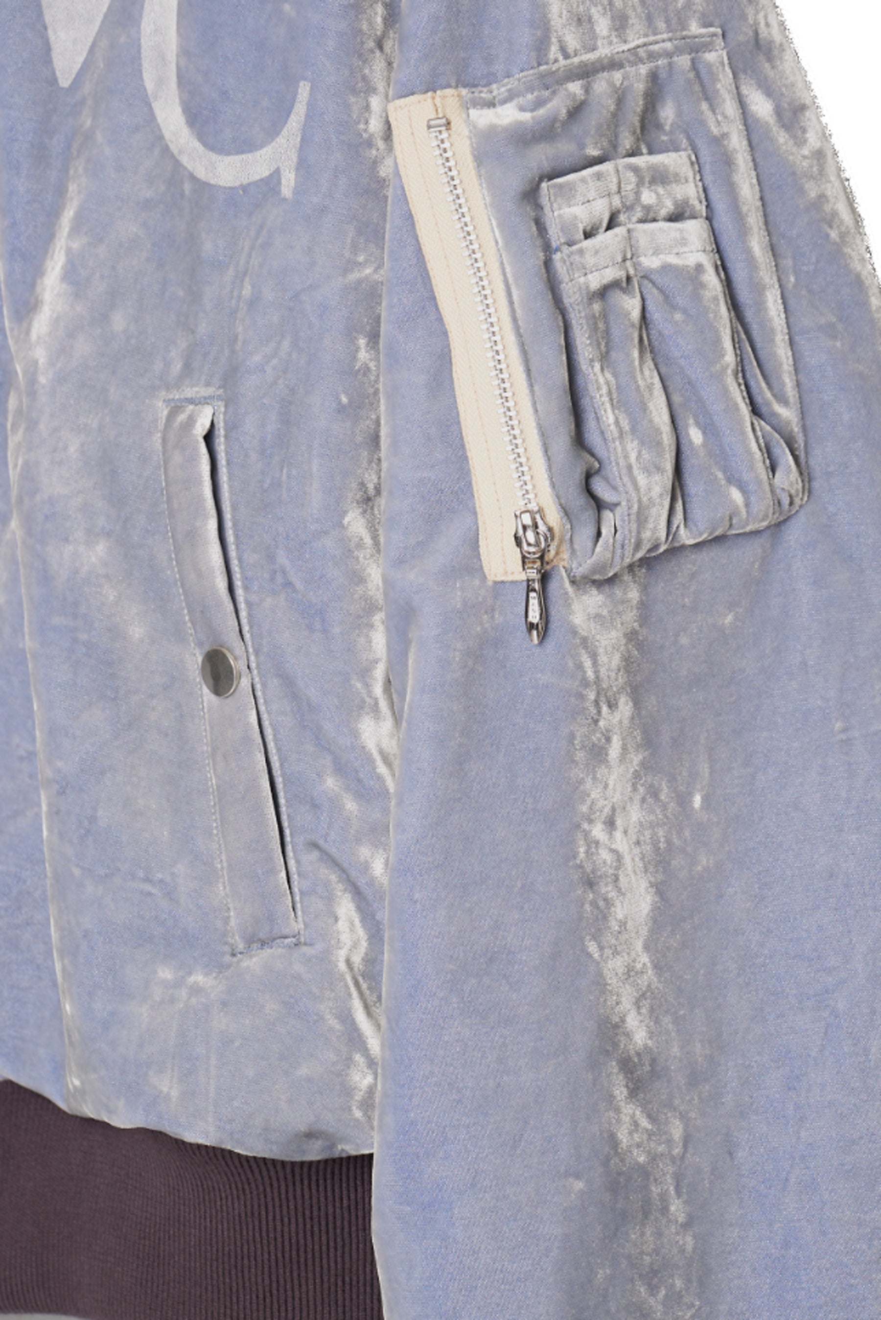 VC VELVET PUFFER BOMBER JACKET / DUSTY BLU