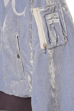 VC VELVET PUFFER BOMBER JACKET / DUSTY BLU