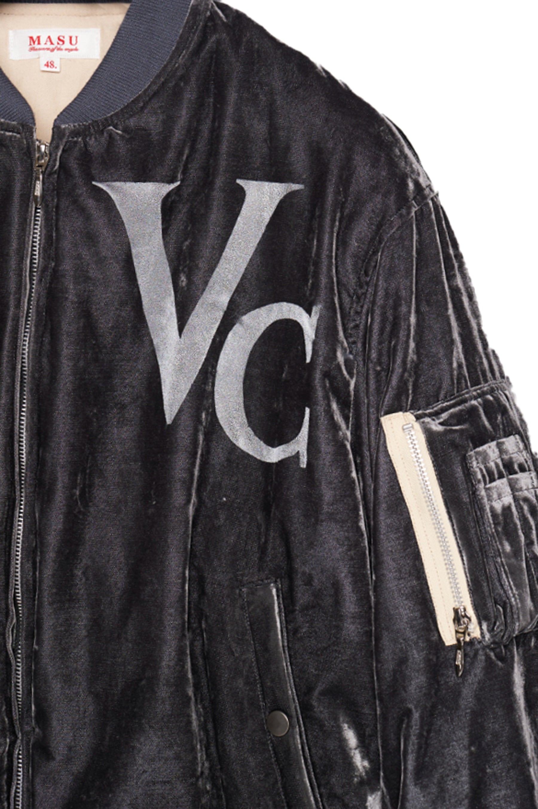 VC VELVET PUFFER BOMBER JACKET / DUSTY BLK