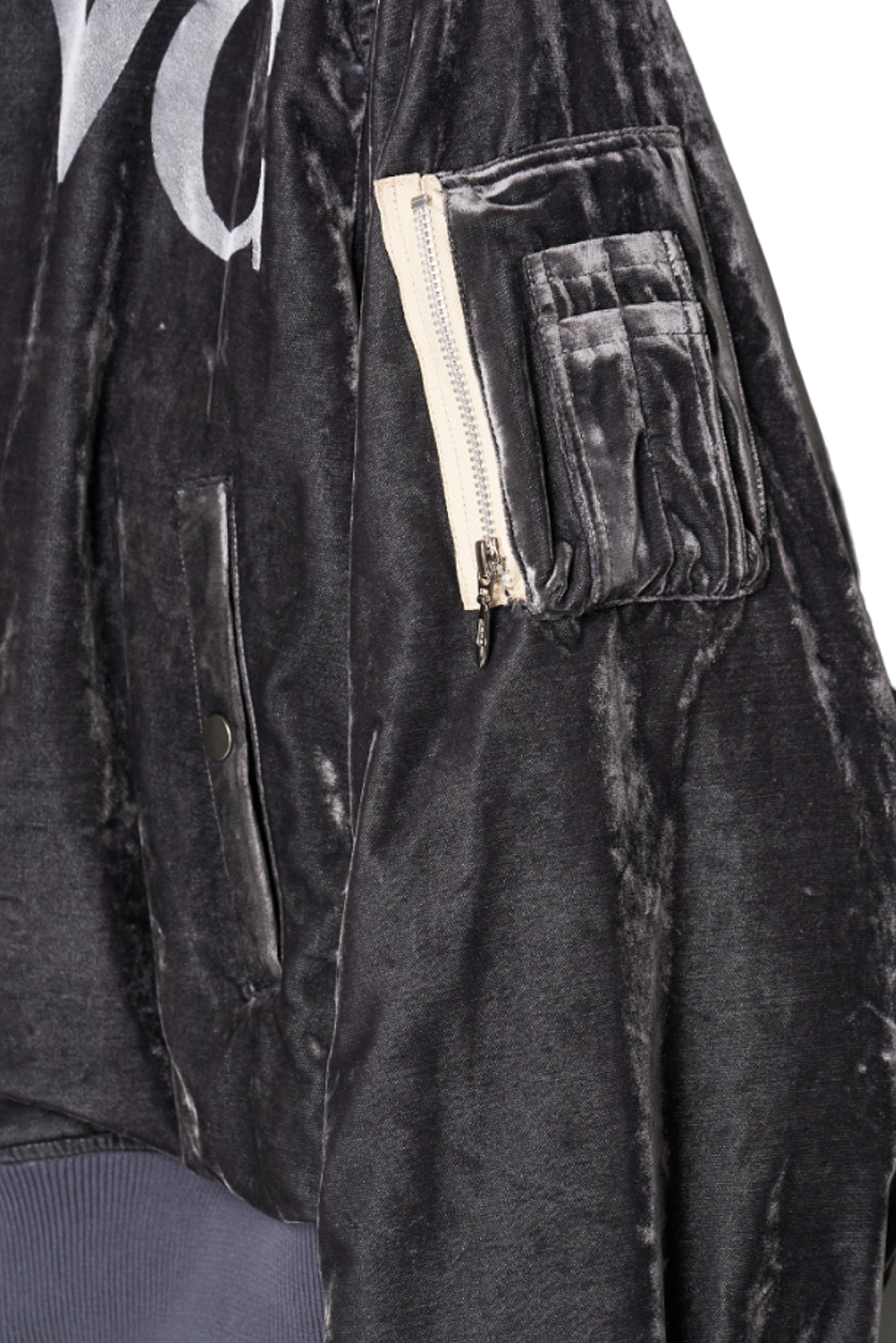 VC VELVET PUFFER BOMBER JACKET / DUSTY BLK