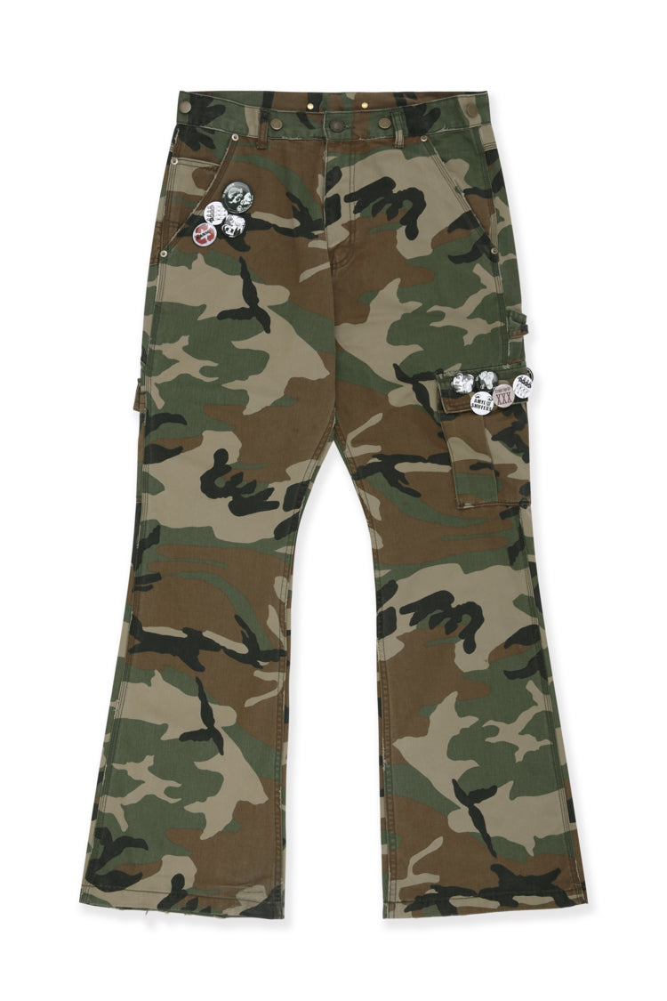 MILITARY CAMO BOOTSCUT WORK PANTS / CAMO