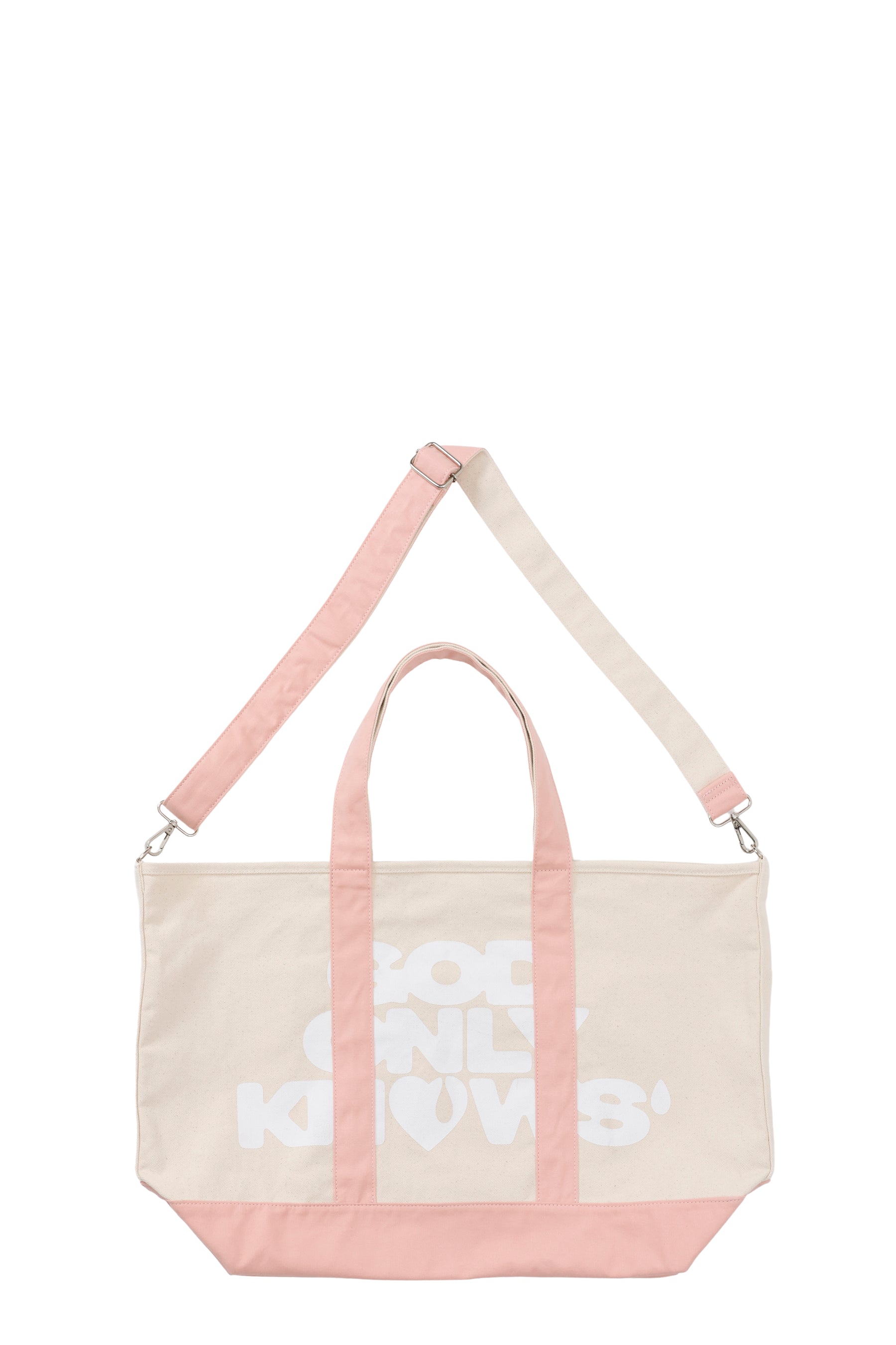 OVERSIZED SHOULDER TOTE BAG / OFF-WHITE/PINK