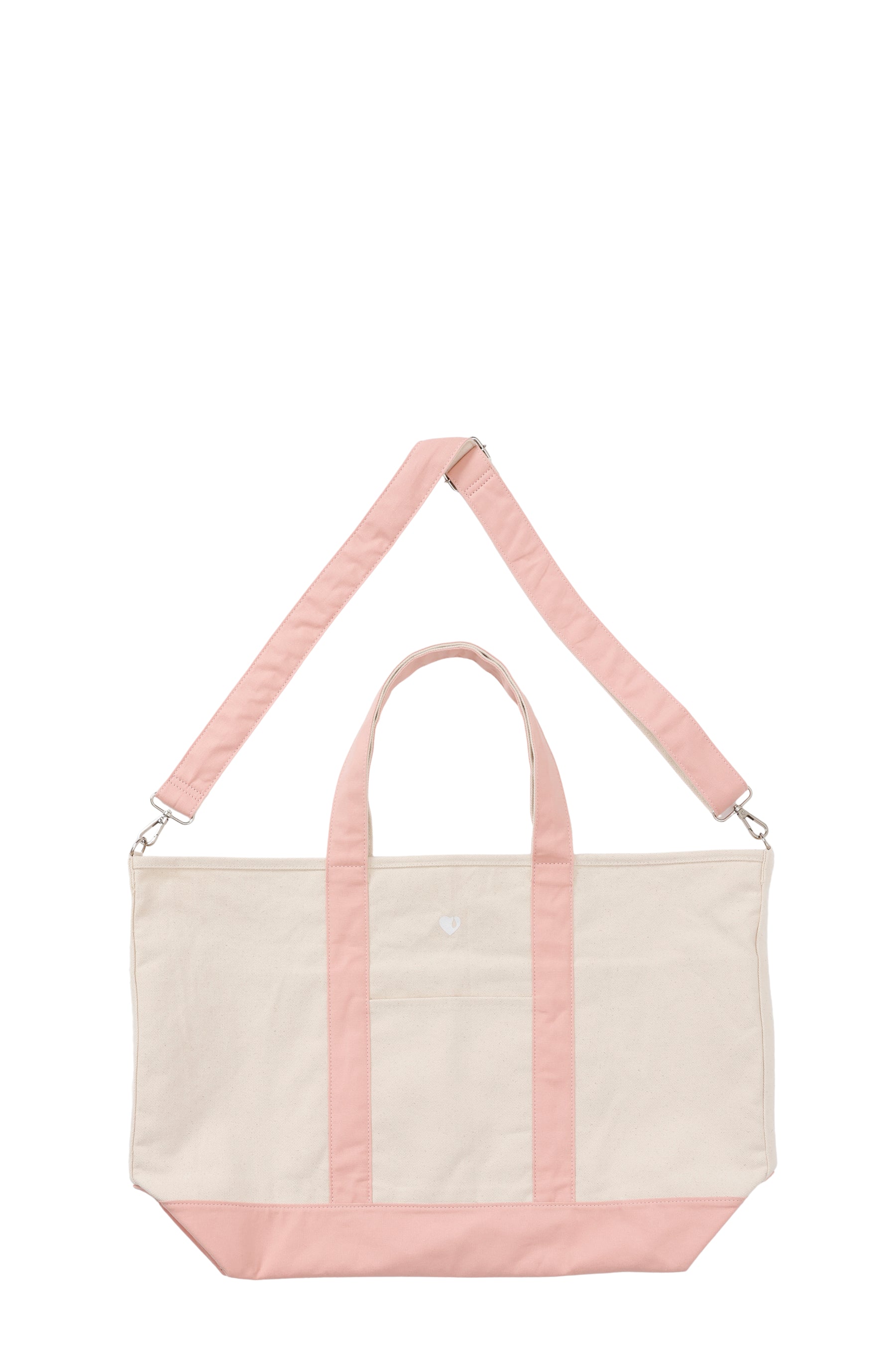 OVERSIZED SHOULDER TOTE BAG / OFF-WHITE/PINK