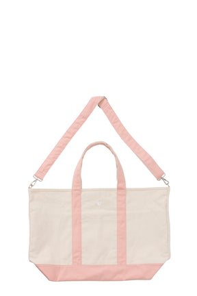 OVERSIZED SHOULDER TOTE BAG / OFF-WHITE/PINK