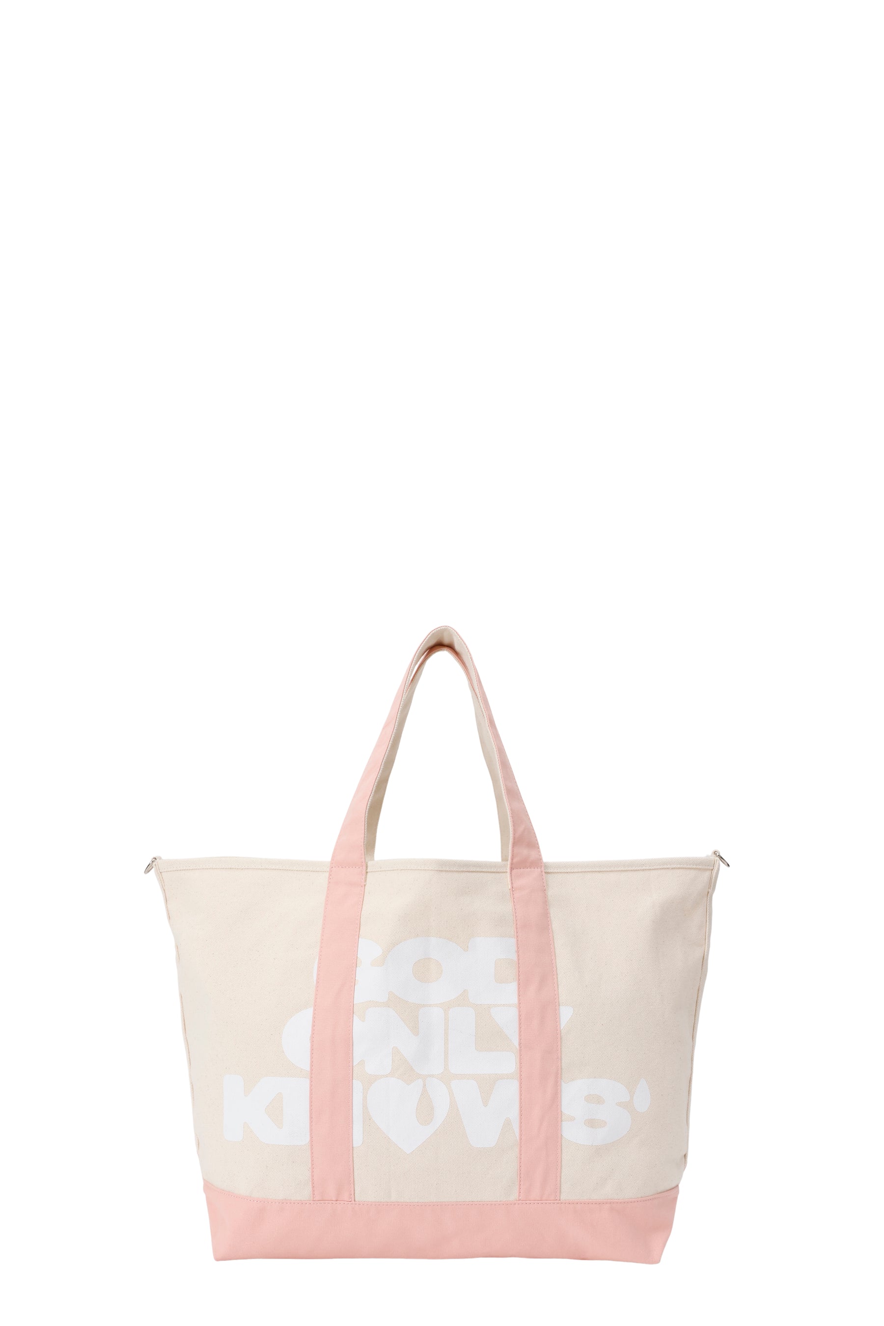OVERSIZED SHOULDER TOTE BAG / OFF-WHITE/PINK