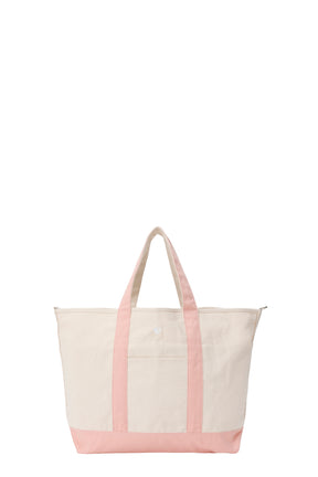 OVERSIZED SHOULDER TOTE BAG / OFF-WHITE/PINK