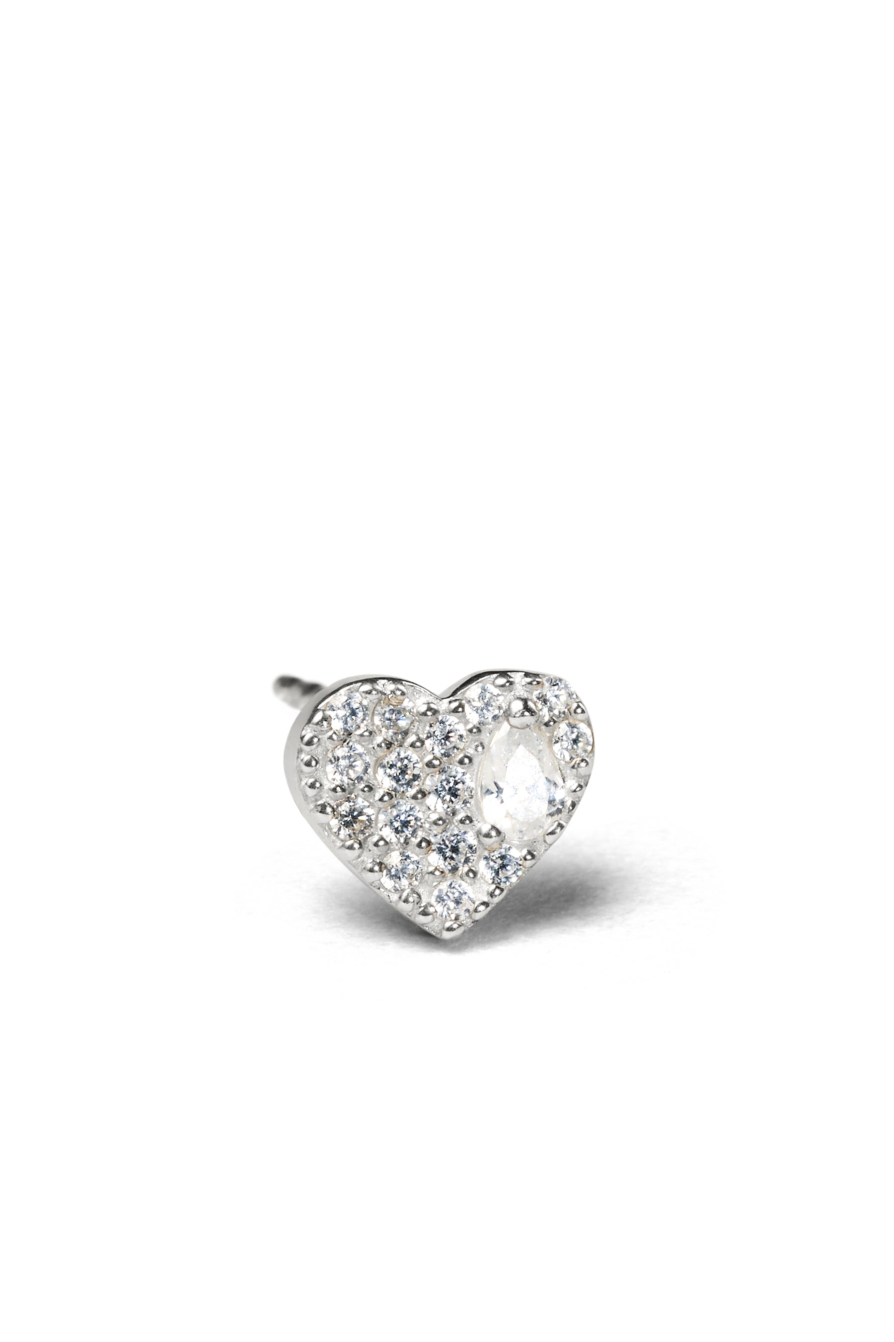 PAVE TEARHEART EARRING / SILVER