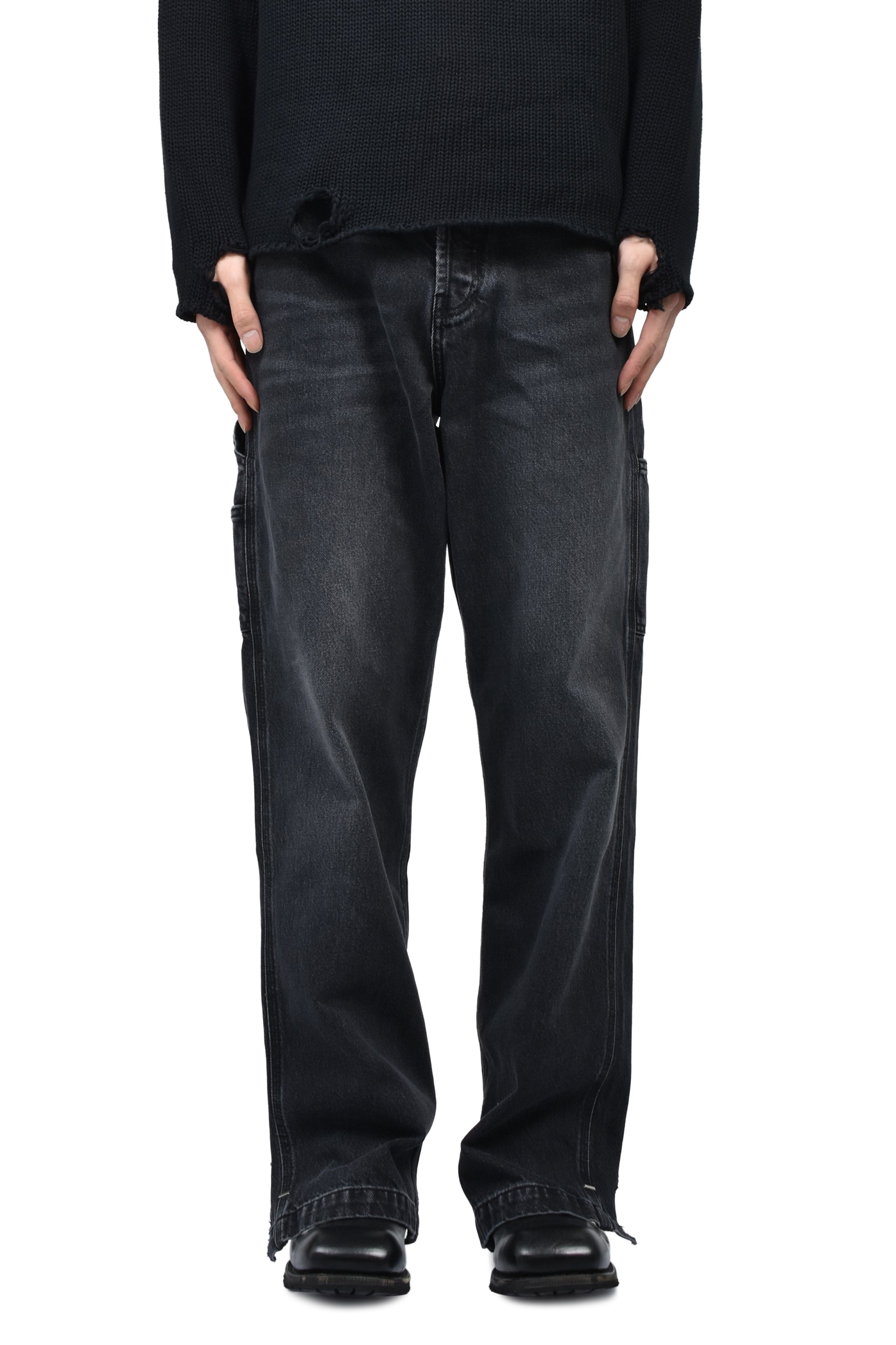 PHRASE WORK ZIP DENIM / WASHED BLK