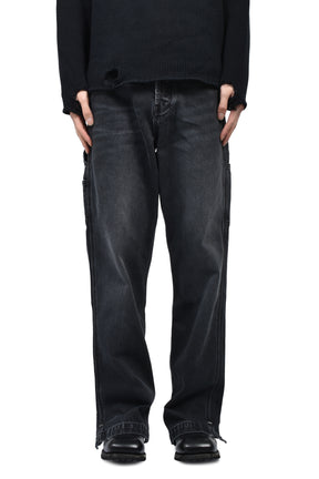 PHRASE WORK ZIP DENIM / WASHED BLK