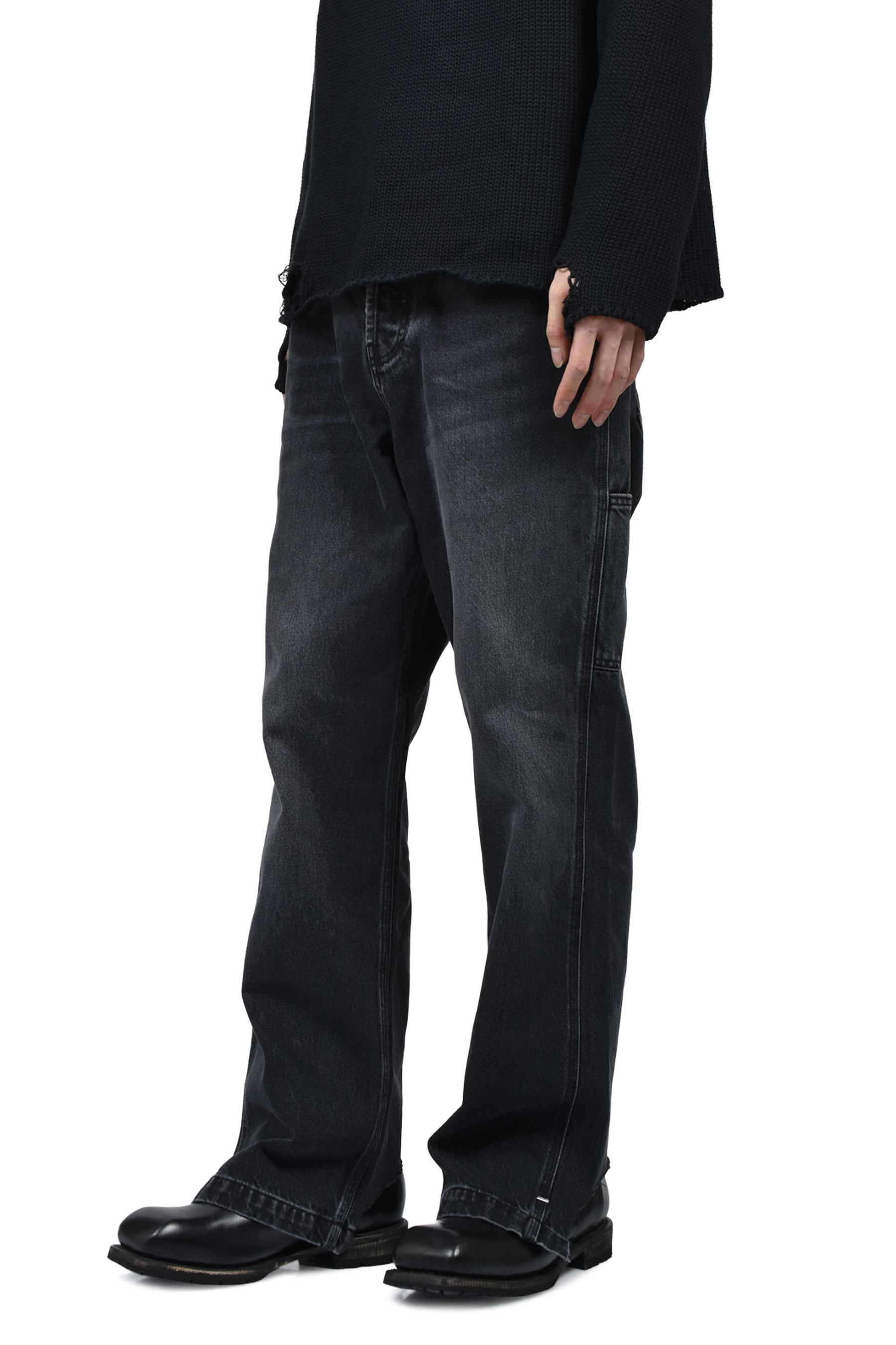 PHRASE WORK ZIP DENIM / WASHED BLK