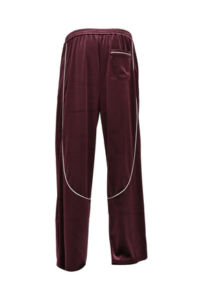 SCRIPT LOGO PIPING VELOR TRACK PANTS / BUR