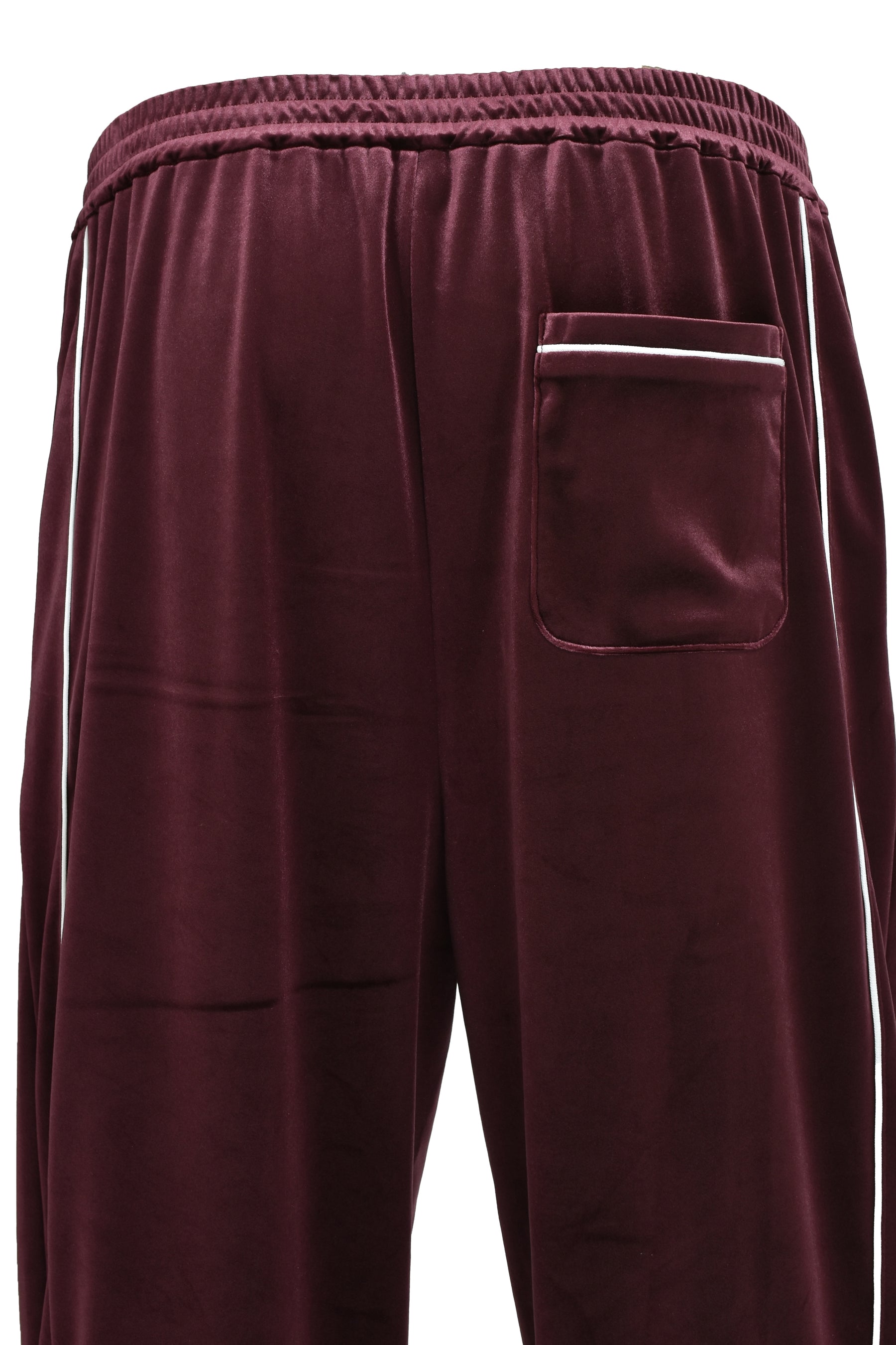 SCRIPT LOGO PIPING VELOR TRACK PANTS / BUR