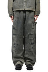 REMAKED DOUBLE KNEE DUCK PAINTER PANTS / BLK 