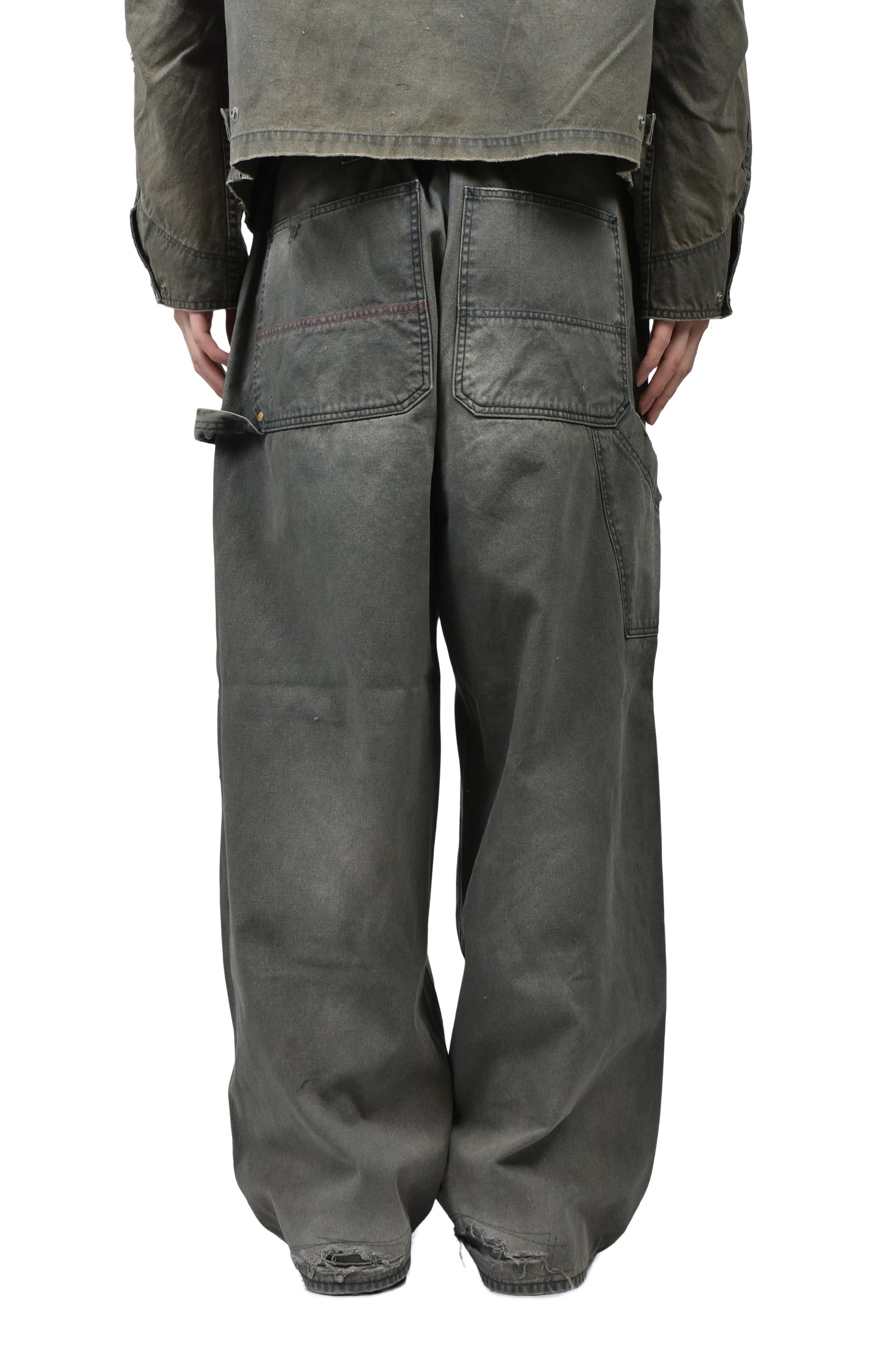 REMAKED DOUBLE KNEE DUCK PAINTER PANTS / BLK 