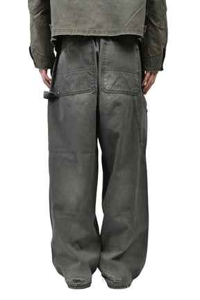 REMAKED DOUBLE KNEE DUCK PAINTER PANTS / BLK 