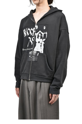 RUSSIAN CHORUS ZIP HOODIE / FADED BLK