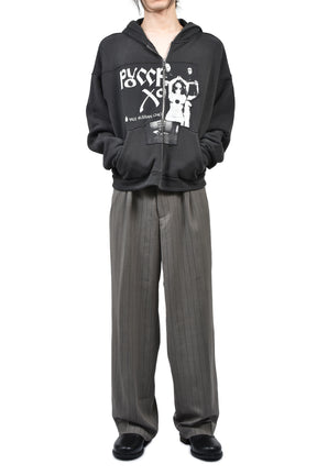 RUSSIAN CHORUS ZIP HOODIE / FADED BLK