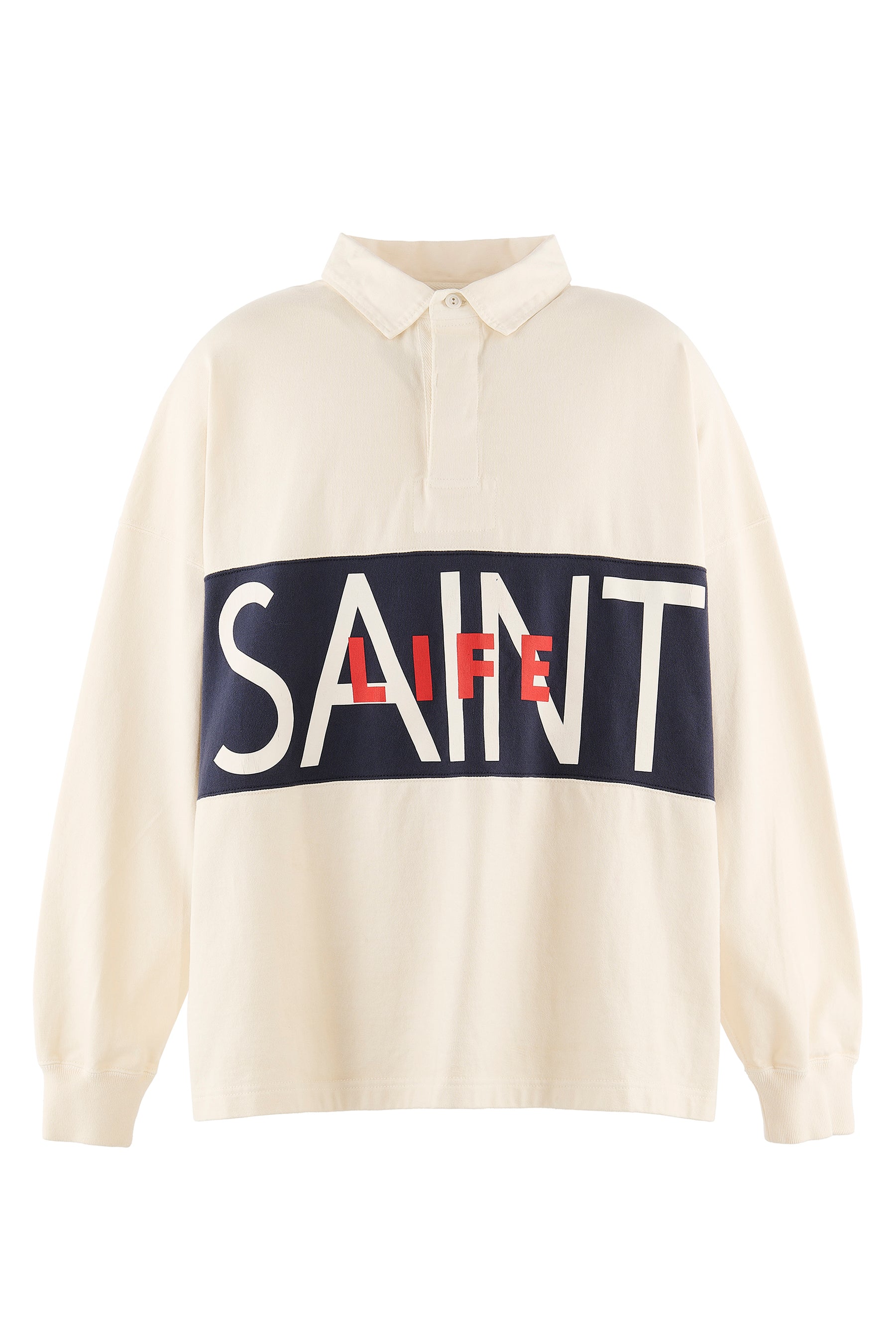 LS POLO SHIRT/SAINT LIFE / WHT
