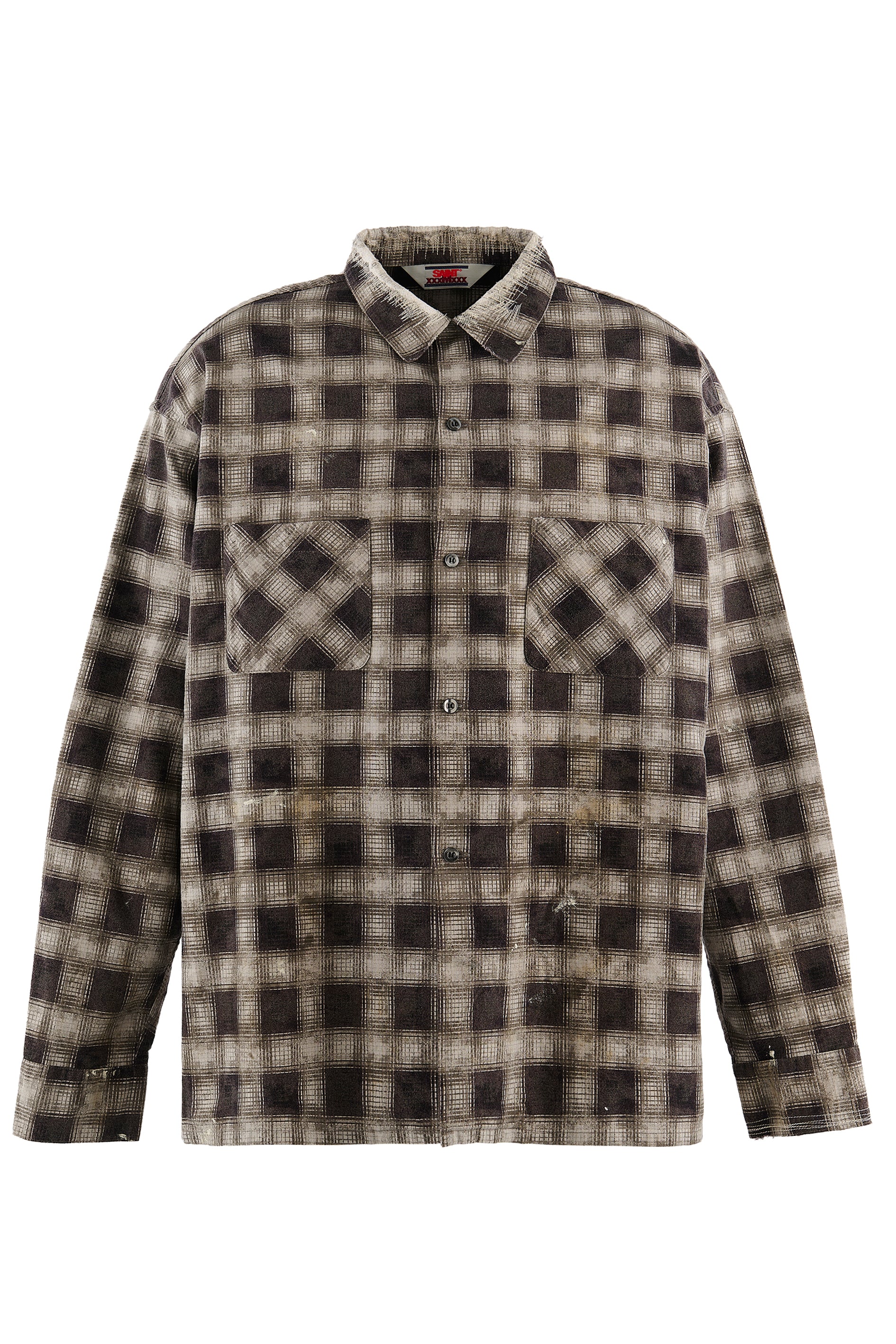 PRINT CHECK SHIRT / BLK/GRY