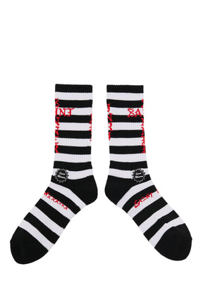 SOCKS/BORDER / BLK/WHT