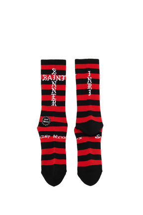 SOCKS/BORDER / BLK/RED