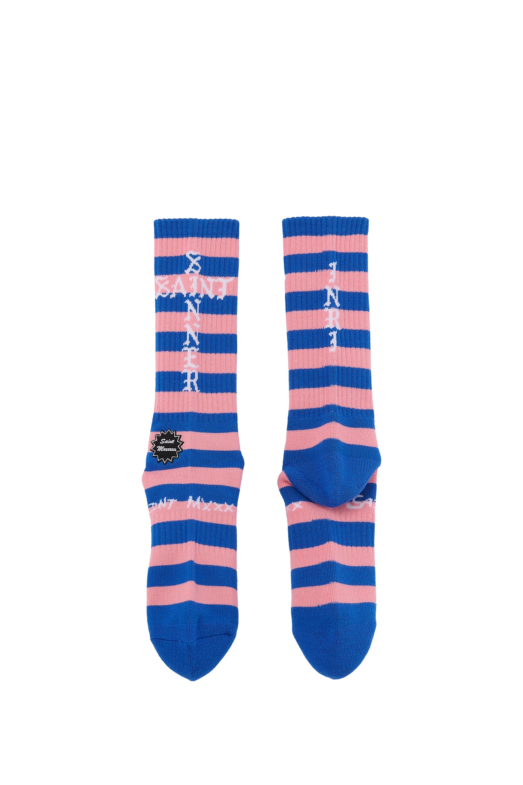 SOCKS/BORDER / BLU/PNK