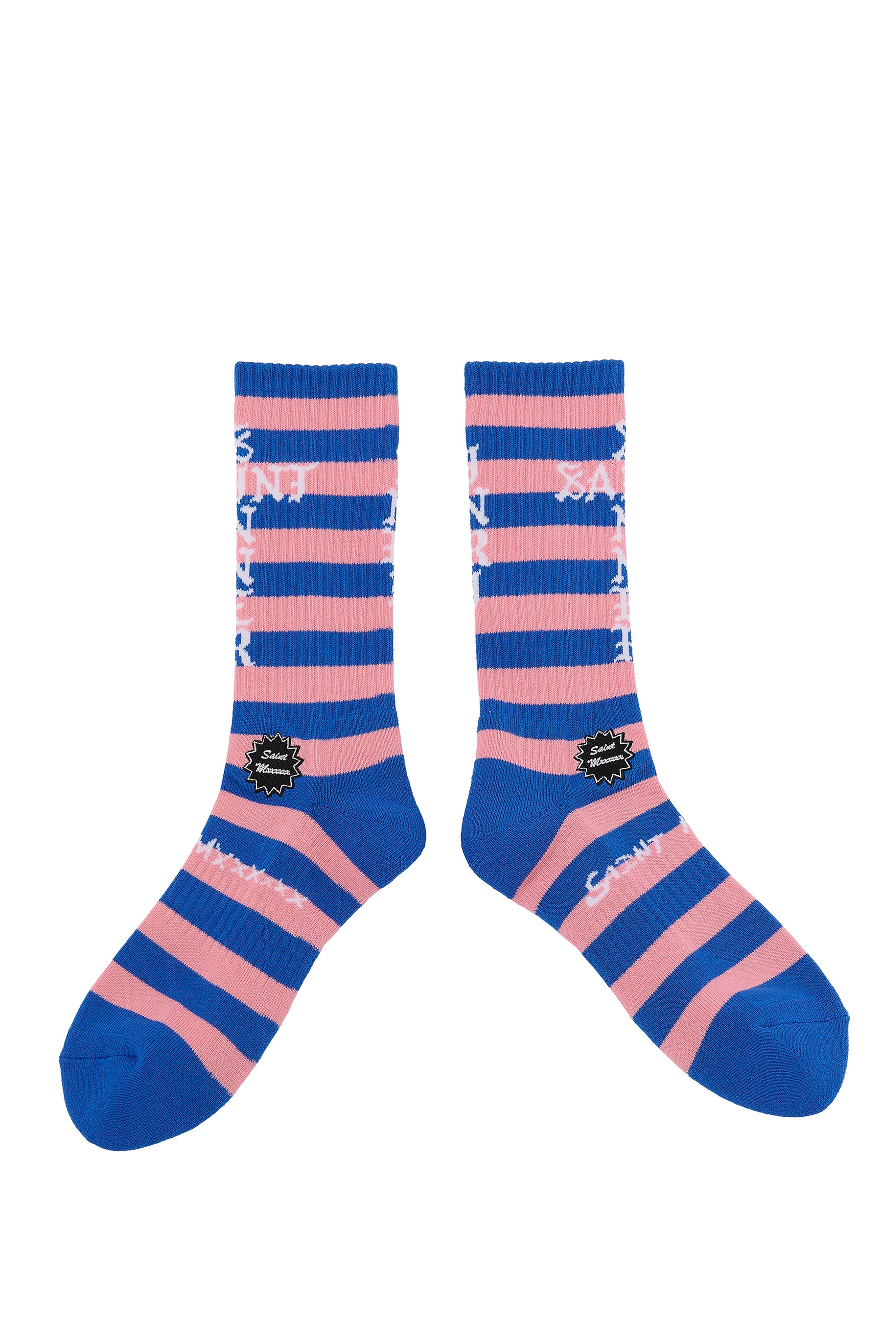 SOCKS/BORDER / BLU/PNK