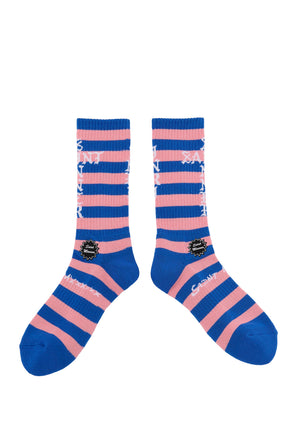 SOCKS/BORDER / BLU/PNK