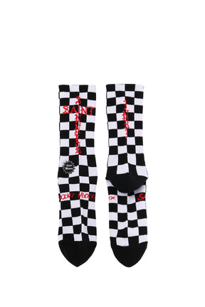 SOCKS/CHECK / BLK/WHT