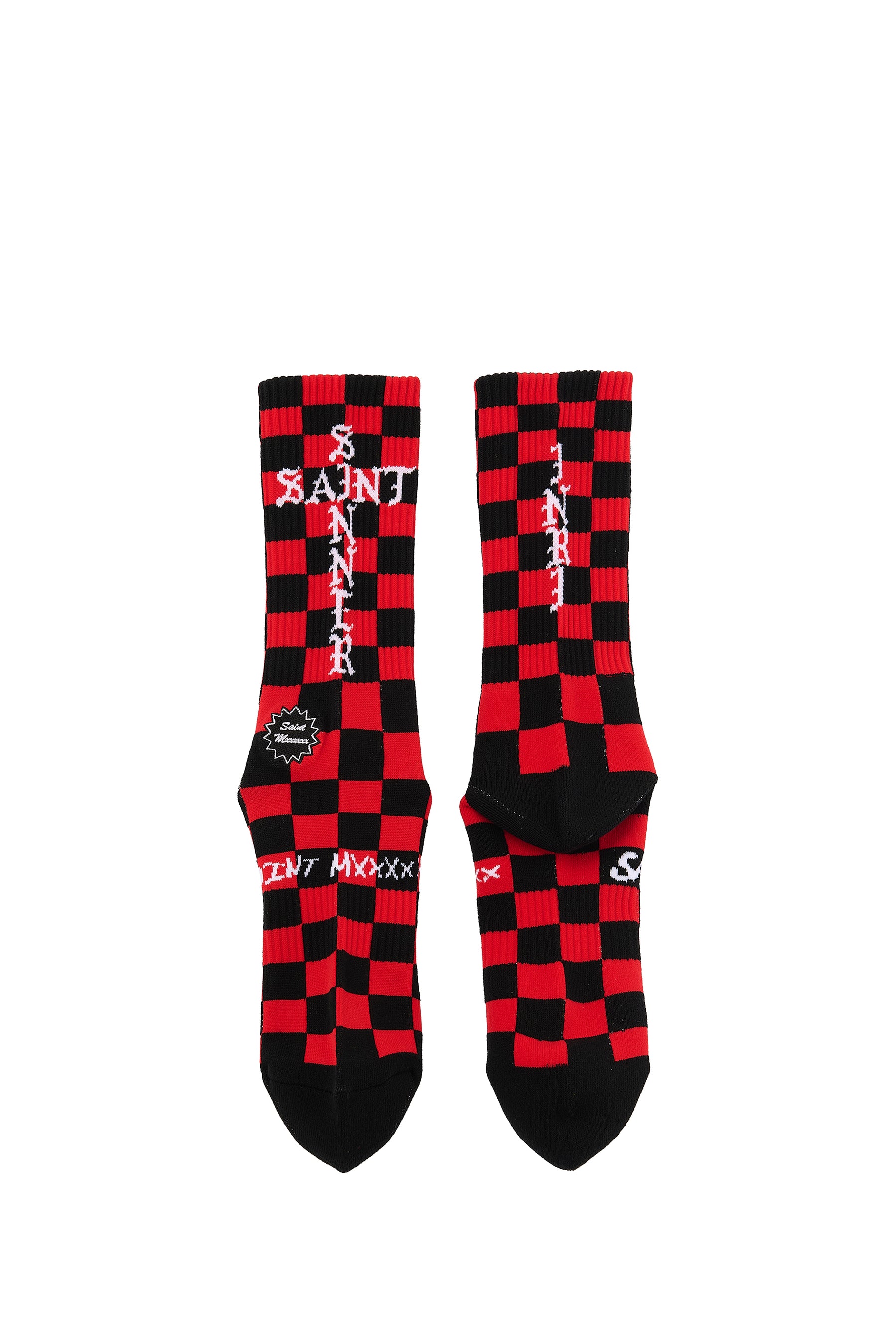 SOCKS/CHECK / BLK/RED