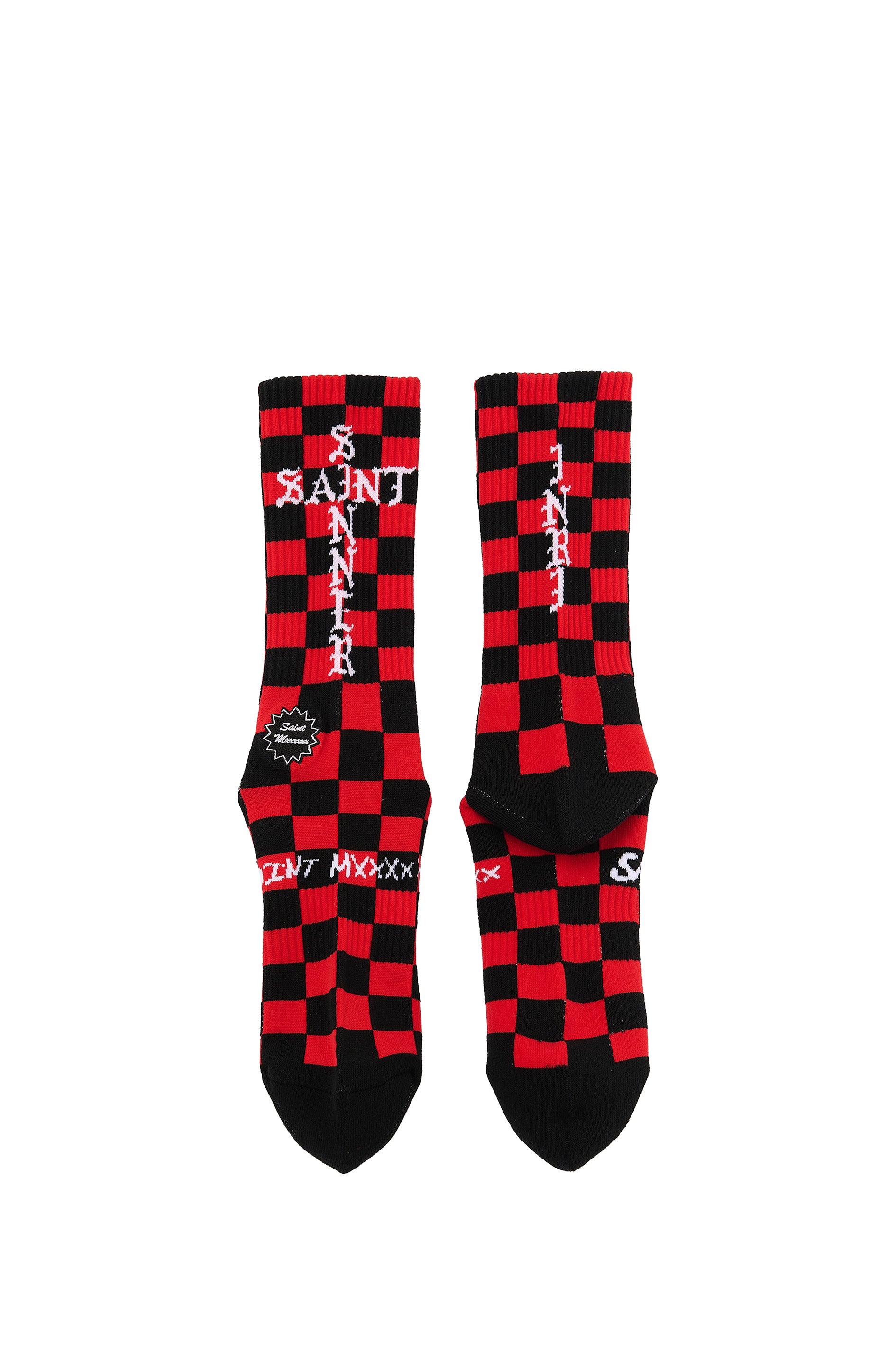 SOCKS/CHECK / BLK/RED