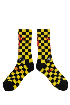 SOCKS/CHECK / BLK/YEL