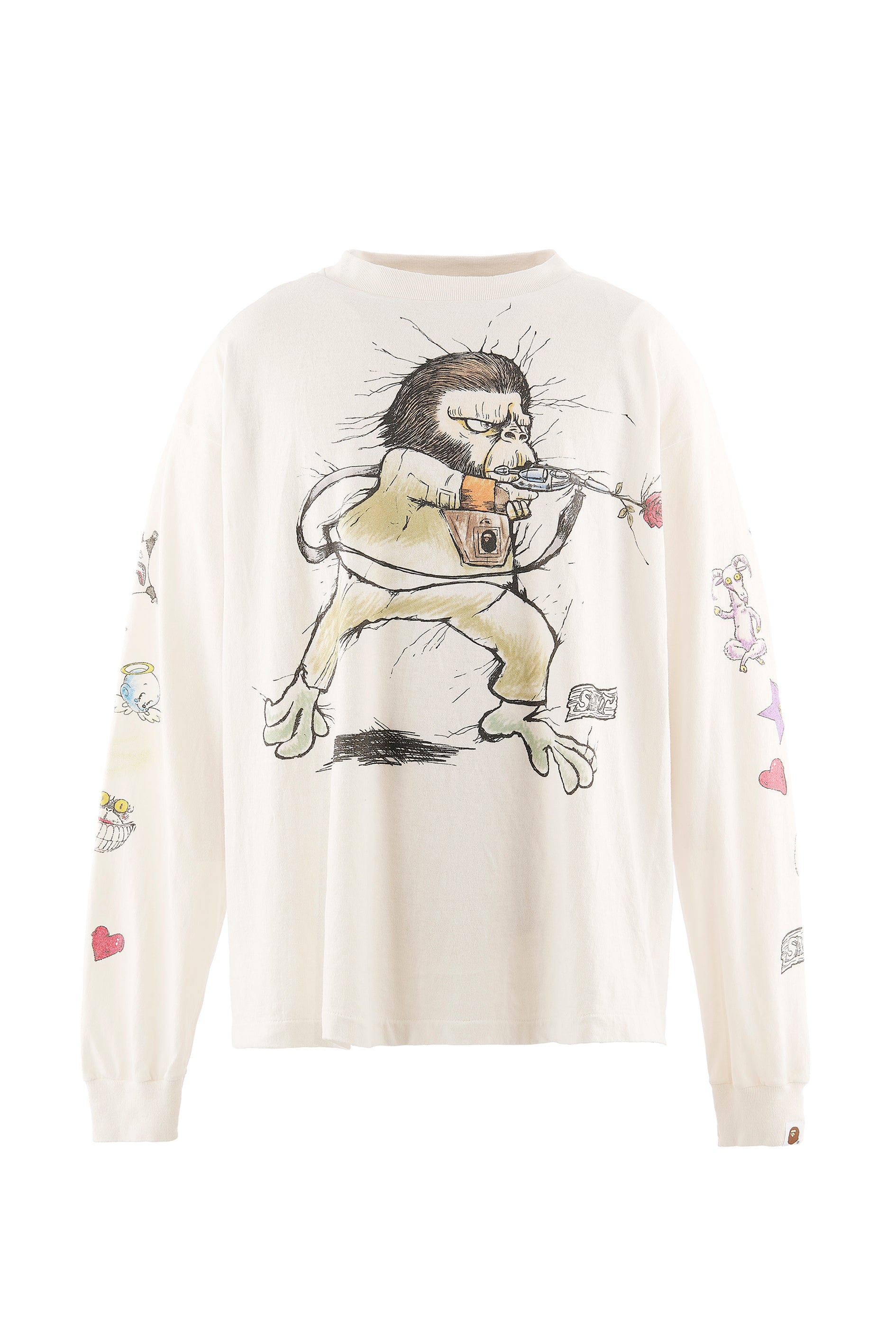 BAPE_LS T-SHIRT/RUNNING / WHT