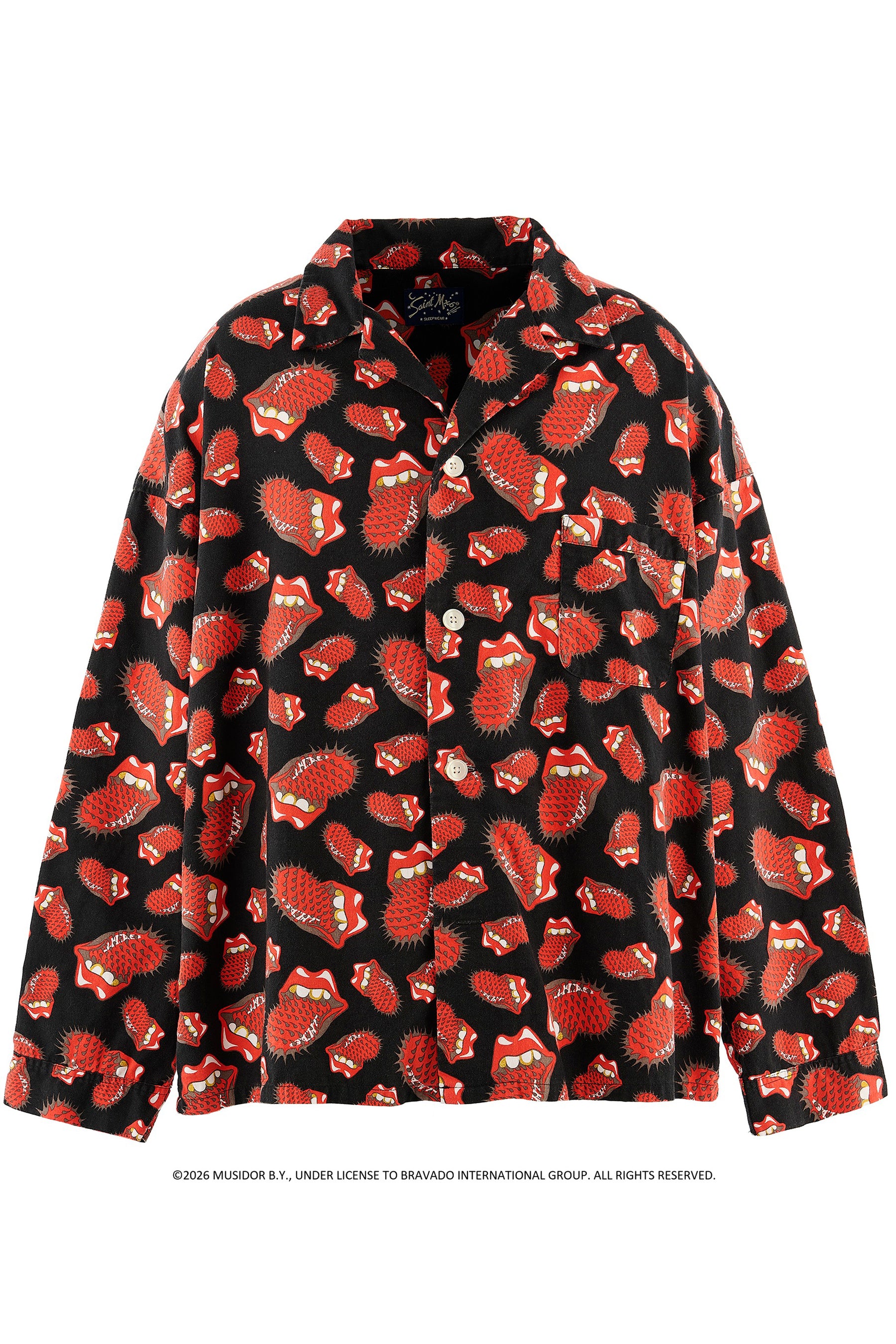 TRS_PAJAMA SHIRT/LIPS&TOHGUE / BLK