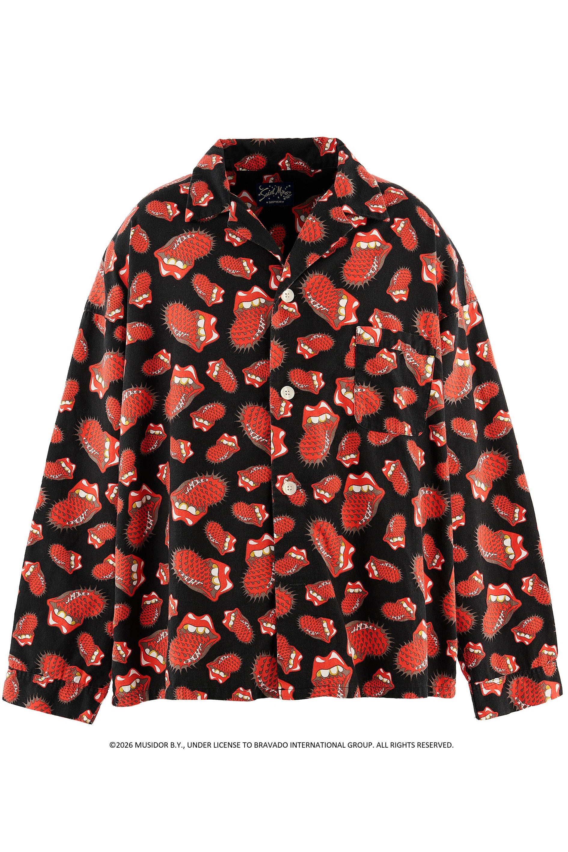 TRS_PAJAMA SHIRT/LIPS&TOHGUE / BLK