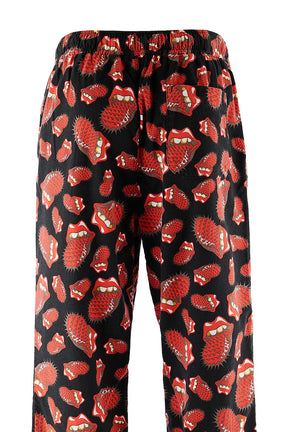 TRS_PAJAMA PANTS/LIPS&TOHGUE / BLK