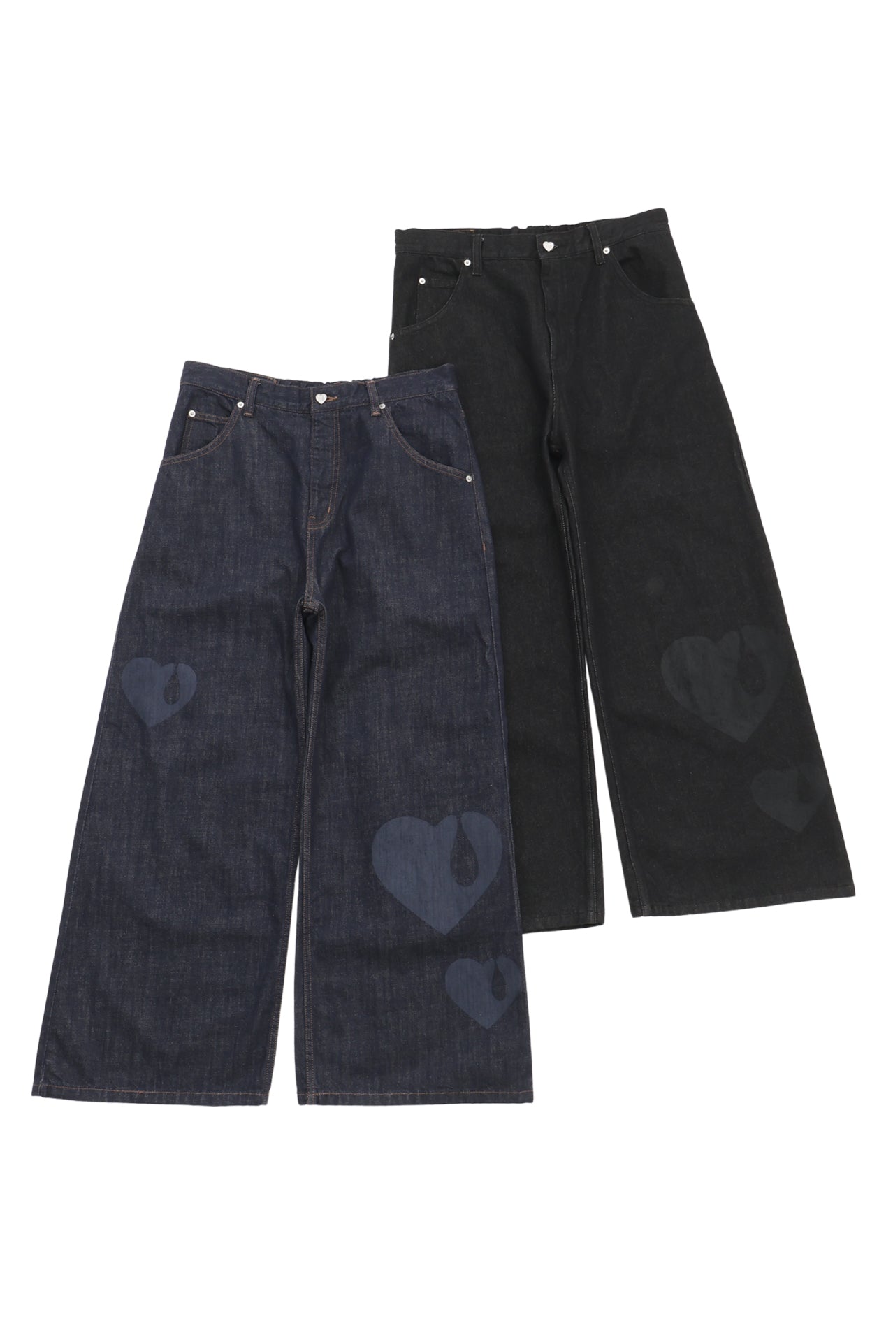 TEAR HEART PRINT DENIM PANTS / IND