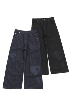 TEAR HEART PRINT DENIM PANTS / IND